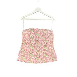 VINEYARD VINES Floral Crop Top Women SZ 10 Elastic Lined Coastal Beach Soft Girl